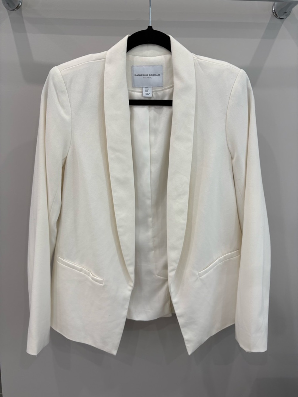 Katherine Barclay Ivory Open-Front Shawl Collar Blazer